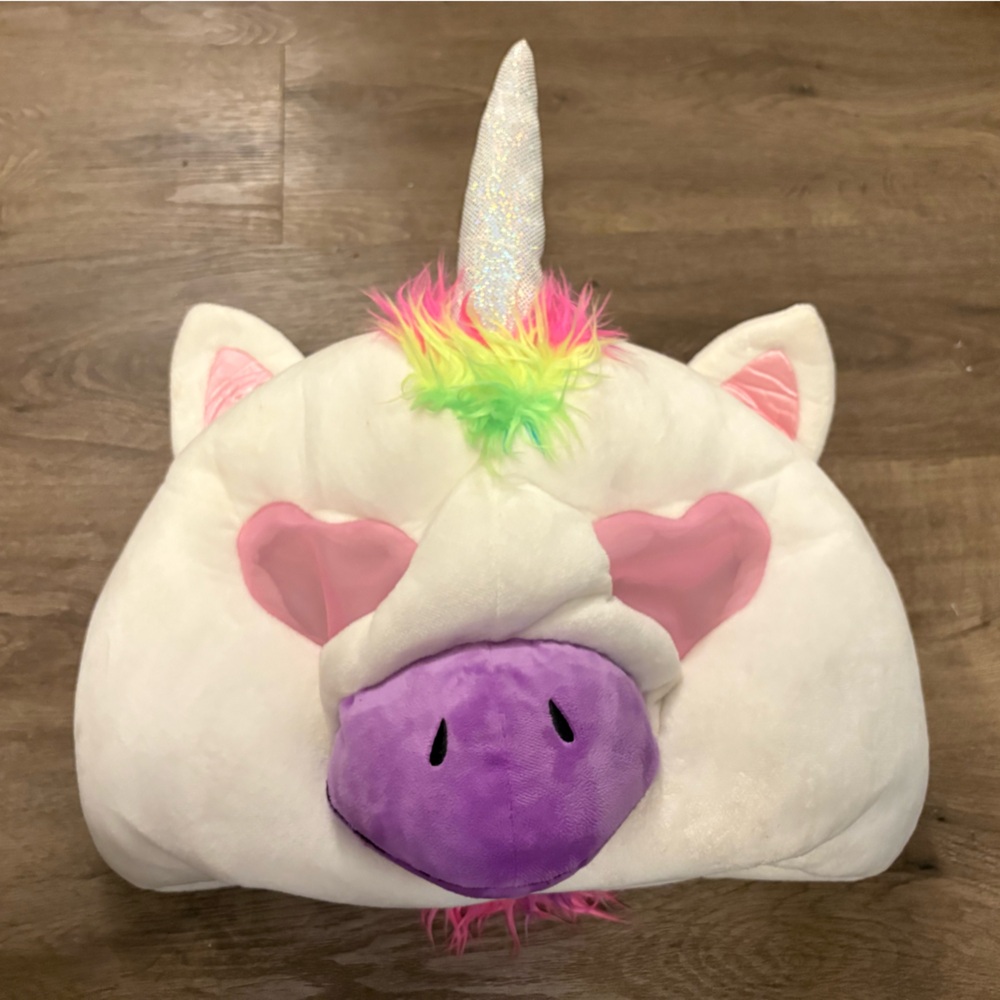 Plush Unicorn Mask – White, Pink & Purple – One Size